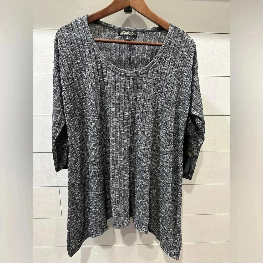 Almost Famous Grey Lightweight Shirt with Black Embroidery- size Large